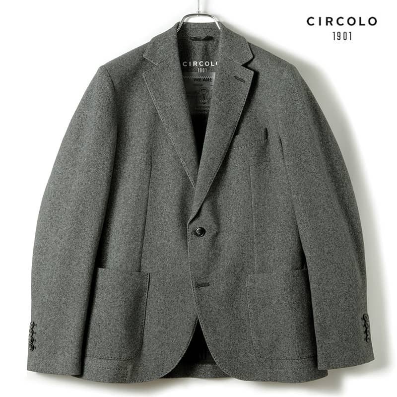 ◆【CIRCOLO1901(チルコロ)/秋冬/コットンストレッチカシミヤタッチフランネル調プリントジャージー2Bジャケット】[ccl2360021-50]_画像1