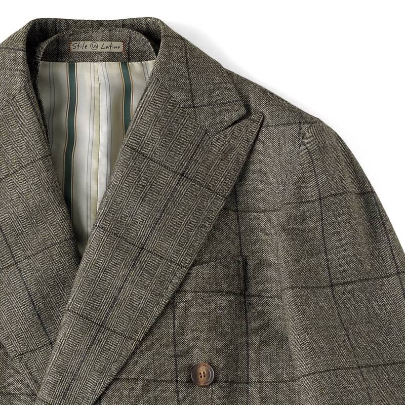 *[Stile Latino( stay rela Tino )/ spring summer / wool herringbone check pattern 3 piece 6B double-breasted suit (CARLO)][stl2250111-44]