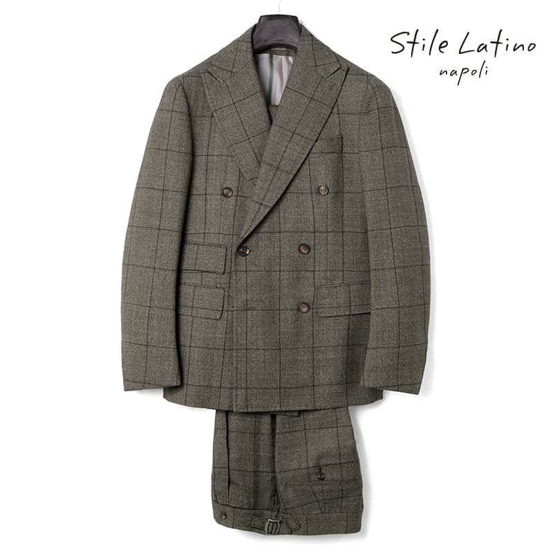 *[Stile Latino( stay rela Tino )/ spring summer / wool herringbone check pattern 3 piece 6B double-breasted suit (CARLO)][stl2250111-44]