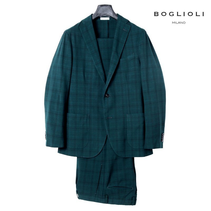 ◆【BOGLIOLI(ボリオリ)/春夏/製品染めウールトロピカルグレンチェック柄3Bスーツ(K.JACKET)】[bgl2380041-46]