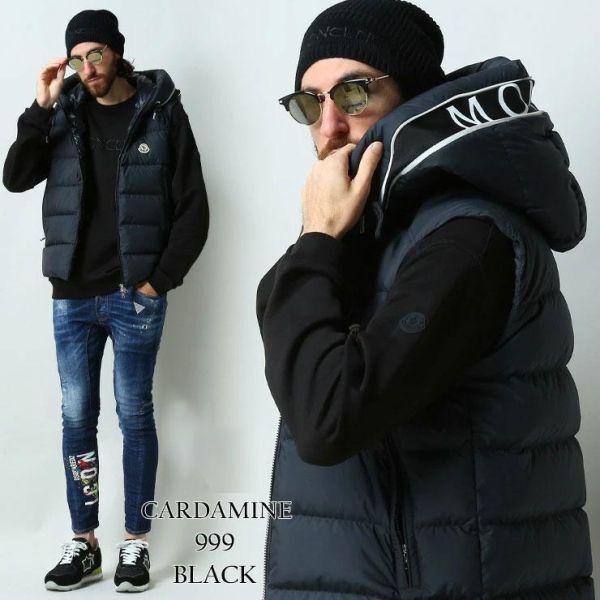 22AW　モンクレール MONCLER　 フード ロゴ　ダウンベスト ブラック_画像1