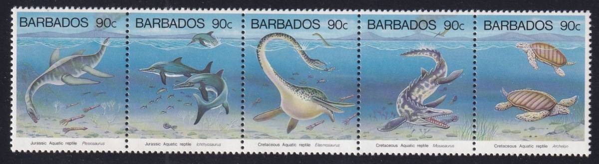 バルバドス・海竜＜１９９３年＞（未）５種ストリップ_画像1