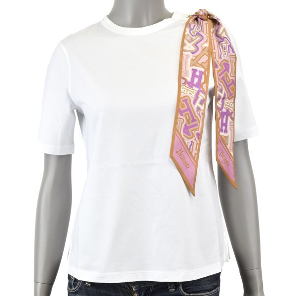新品【42サイズ】HERNO ヘルノ BUBBLE スカーフ SUPERFINE COTTON STRETCH Tシャツ/ホワイト/JG000185D 52003 1000