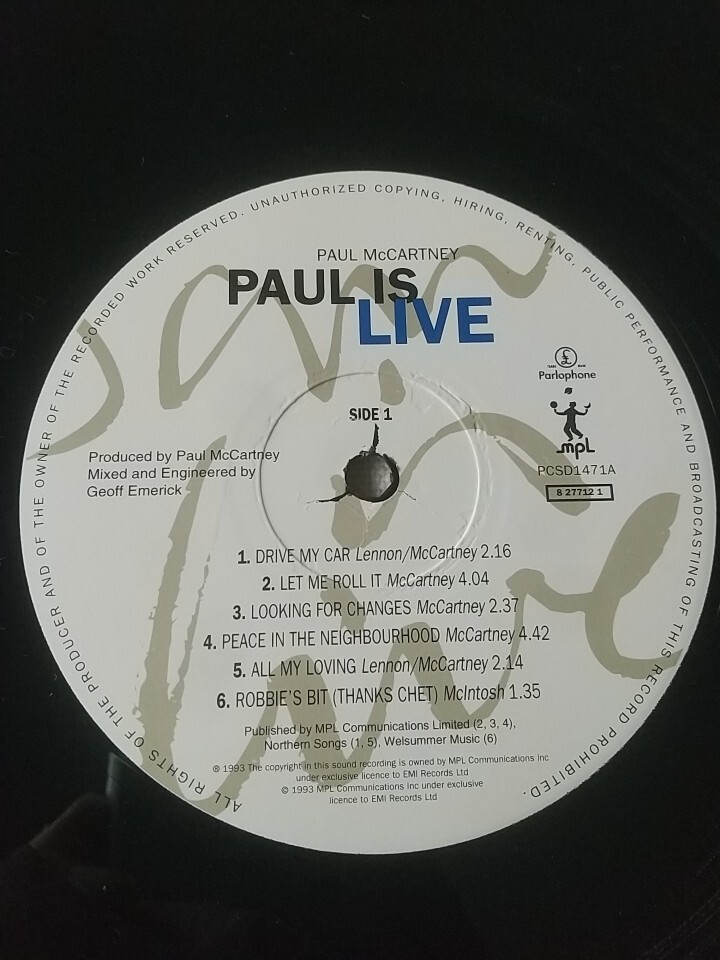 2LP　Paul McCartney　Paul Is Live　未使用　未再生　英盤　見開きジャケ　1993　ポール・マッカートニー_画像2