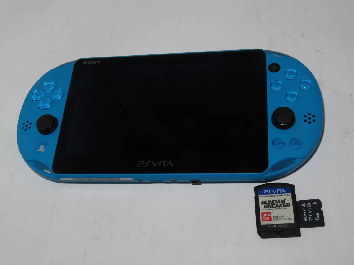 レターパック可　【稼働品】SONY PlayStation Vita PS Vita PCH-2000 8GB+ガンダムブレイカー アクアブルー ソニー プレイステーション_画像1