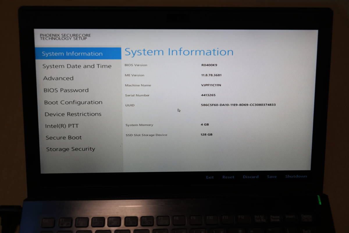 VAIO PRO PF VJPF11C11N　Celeron3867U メモリ4GB SSD128GB_画像3