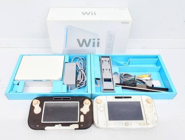 L304-W14-125◆NINTENDO 任天堂 Wiiセット 本体RVL-001(JPN) コード ゲームパッド白＆黒 箱付き TVゲーム 通電確認済み④_画像1