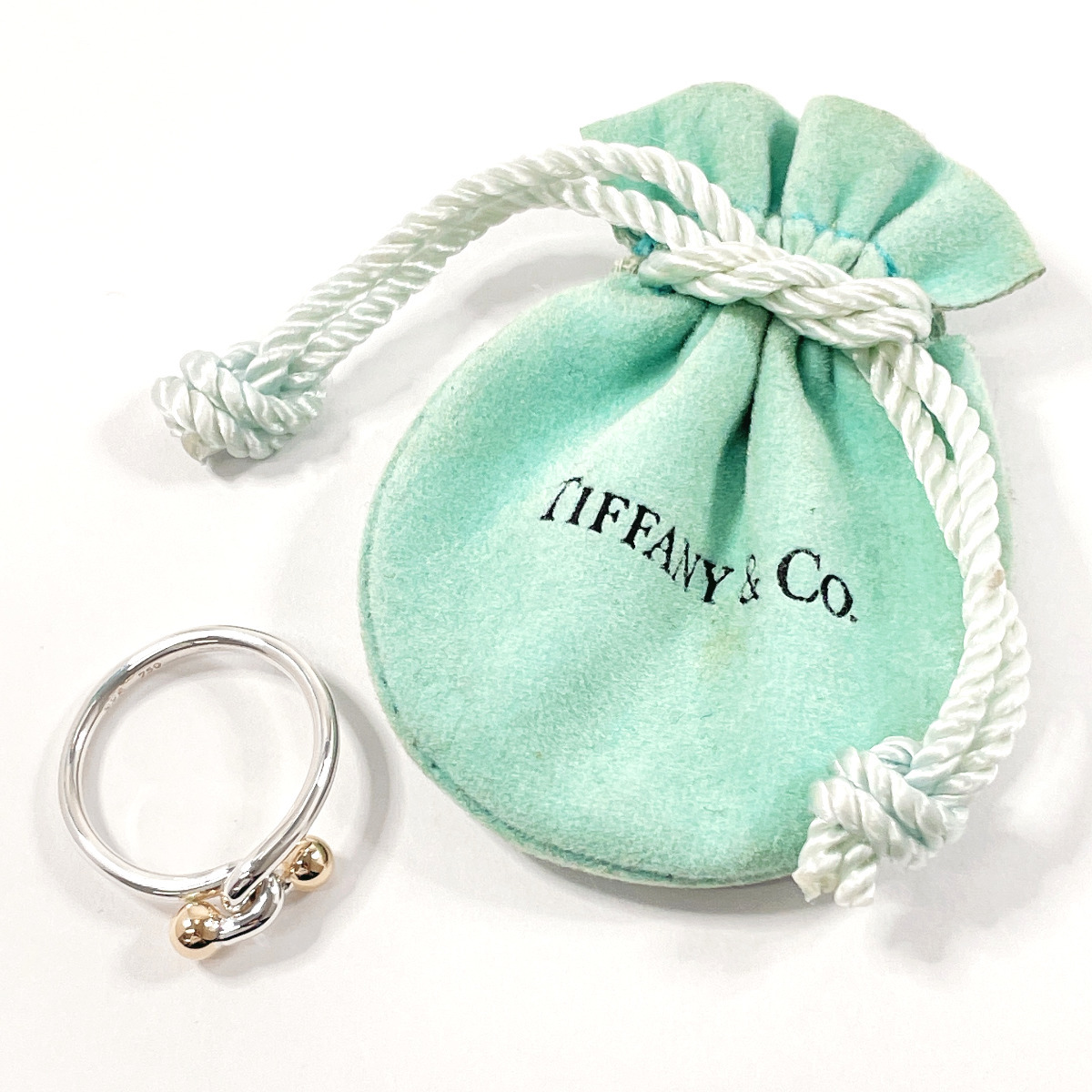 12号 ティファニー TIFFANY&Co. リング・指輪 フック＆アイ ラブノット シルバー925/K18YG 新品仕上げ済み ヴィンテージ_画像2