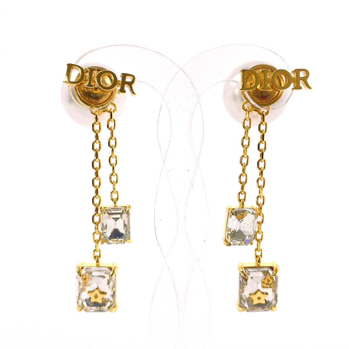 ディオール Dior ピアス ロゴ メタル/フェイクパール/ストーン ゴールド アクセサリー