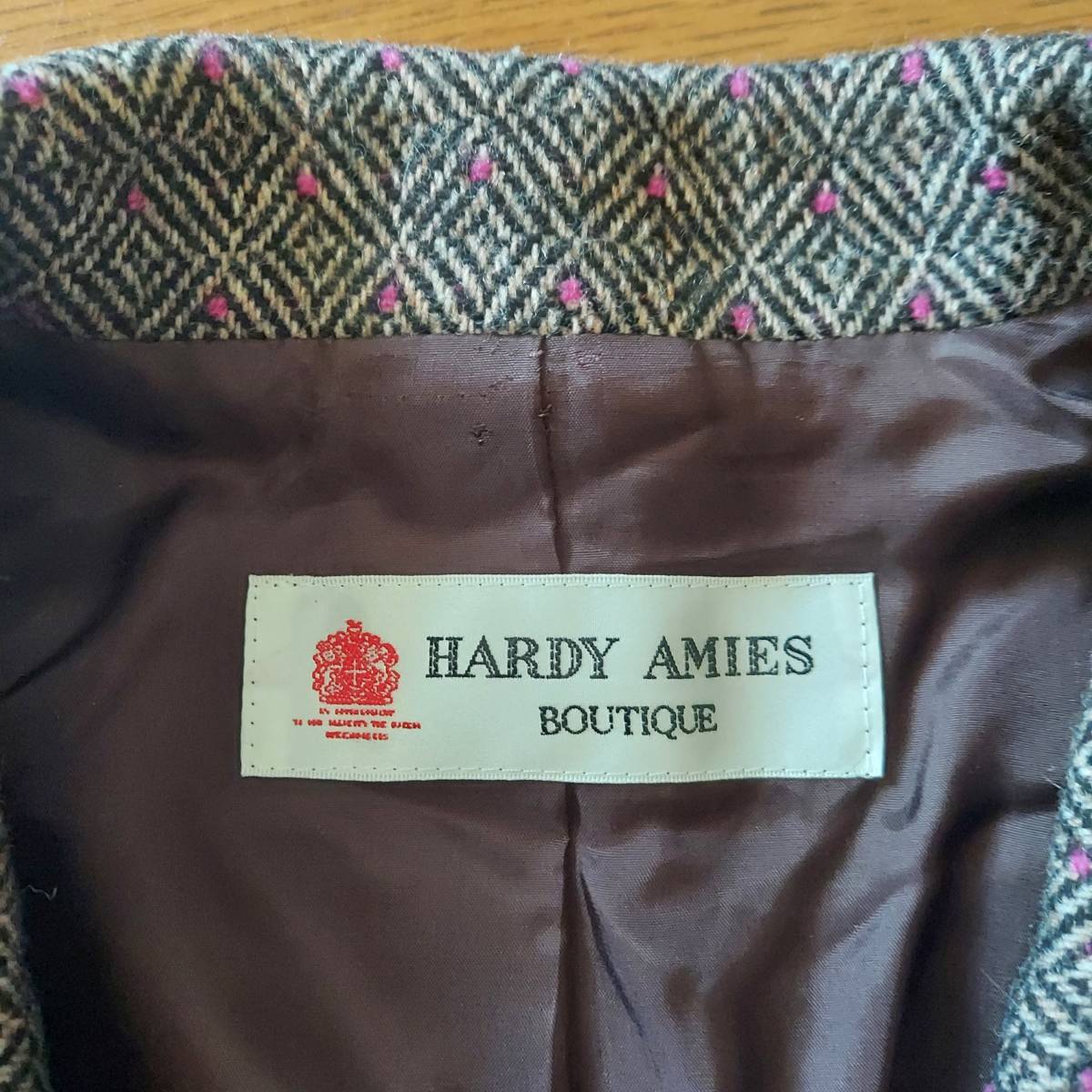 HARDY　AMIES　茶系のツィードジャケット_画像2