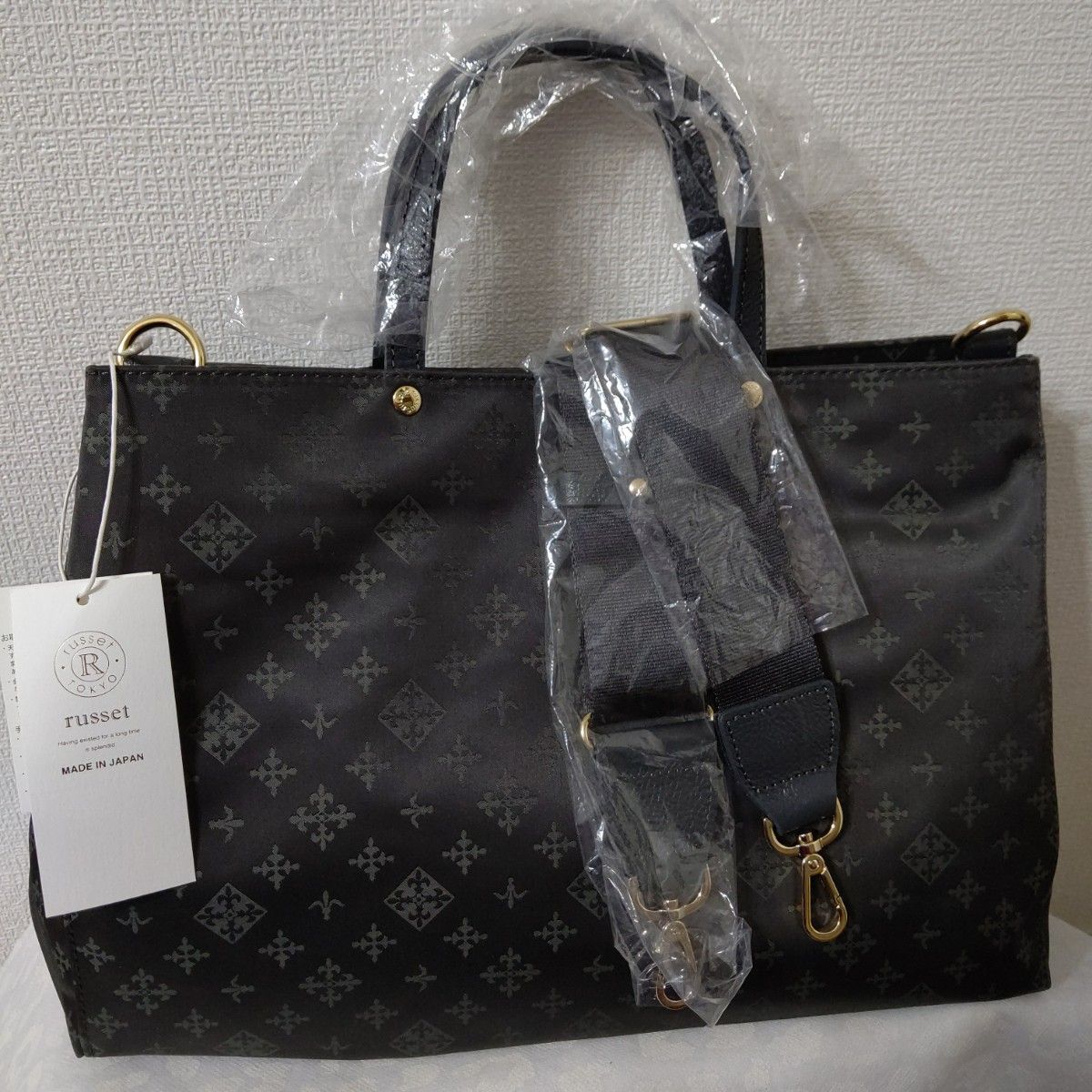 お値下げラシット ハンドバッグ グレー×ブラック お値下げラシット ハンドバッグ グレー×ブラック