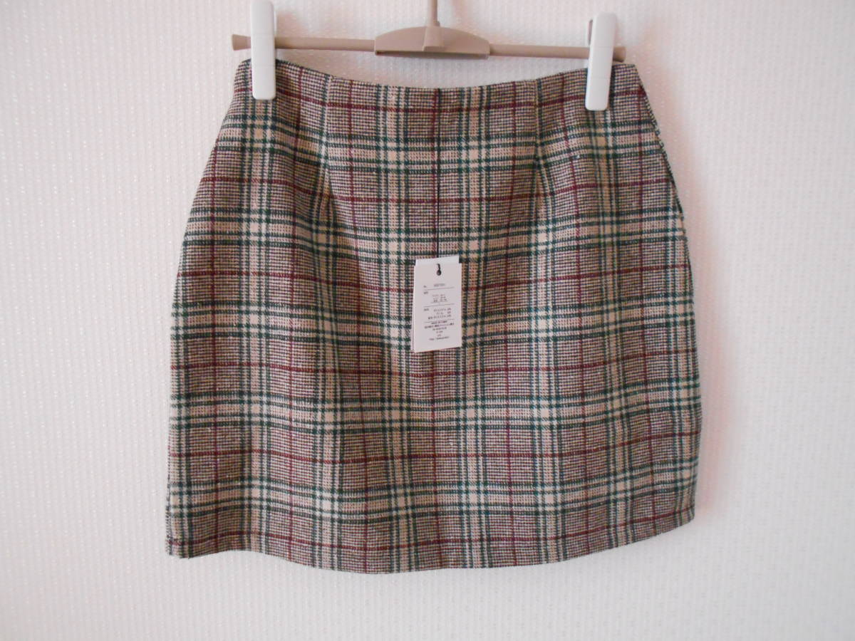 【新品】ミニスカート　Lサイズ　チェック　ウール混　レディース　スカート_画像1