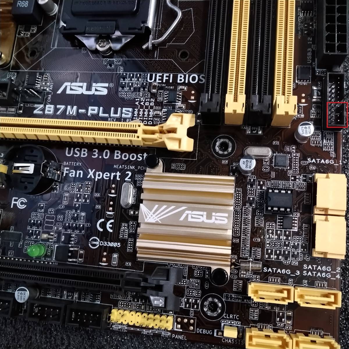 【中古】ASUS Z87M-PLUS ＋ Win10Proデジタルライセンス [LGA1150 第4世代用]_赤カッコ内USB3.0ヘッダピン折れ使用不可
