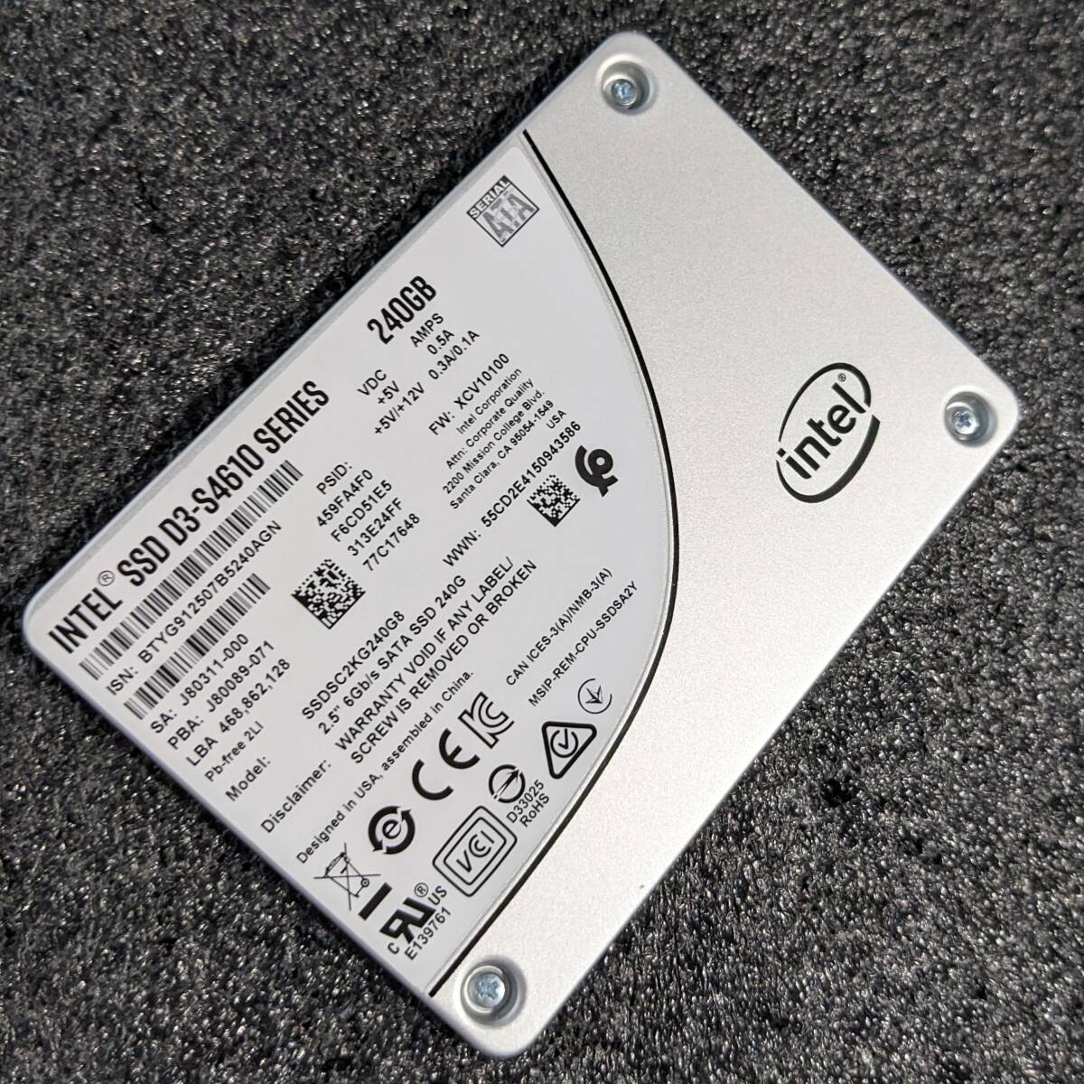 【中古】Intel SSD D3-S4610 240GB [2.5インチSATA接続 7mm厚 TLC]