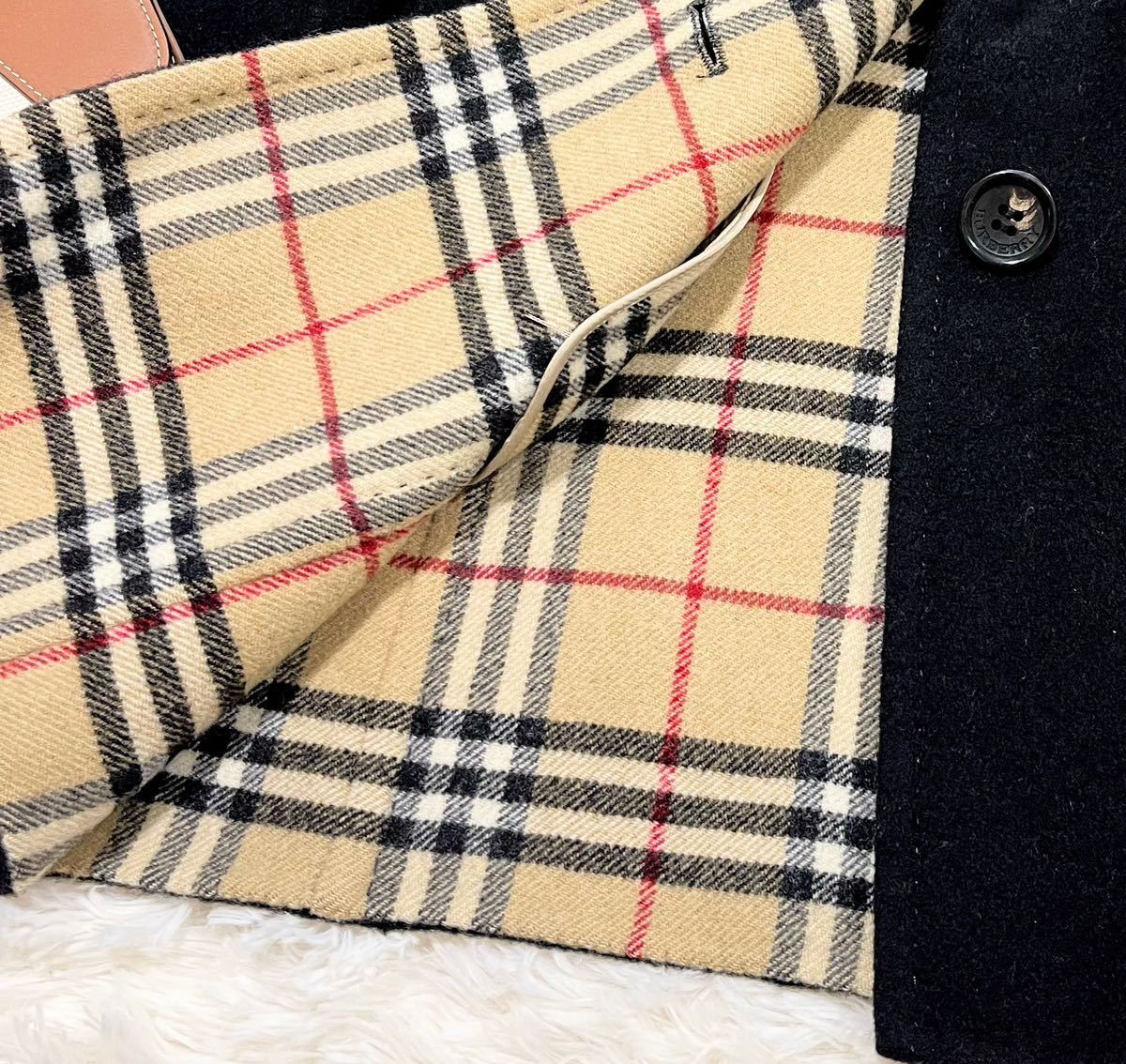 美品 バーバリー BURBERRY バーバリーロンドン ウールコート ダッフル ノバチェック カシミヤ混 ダブルフェイス 38_画像8