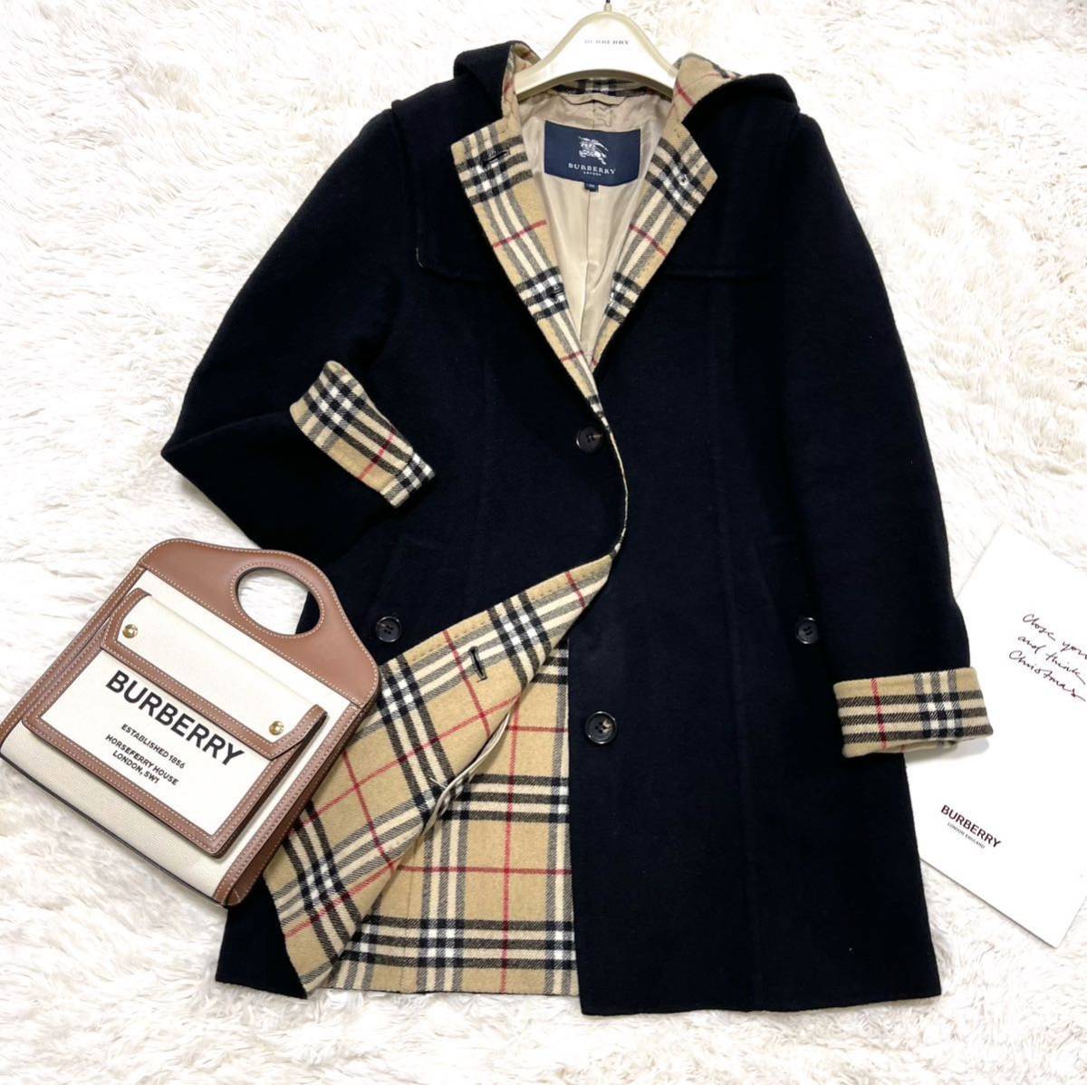 美品 バーバリー BURBERRY バーバリーロンドン ウールコート ダッフル ノバチェック カシミヤ混 ダブルフェイス 38_画像3