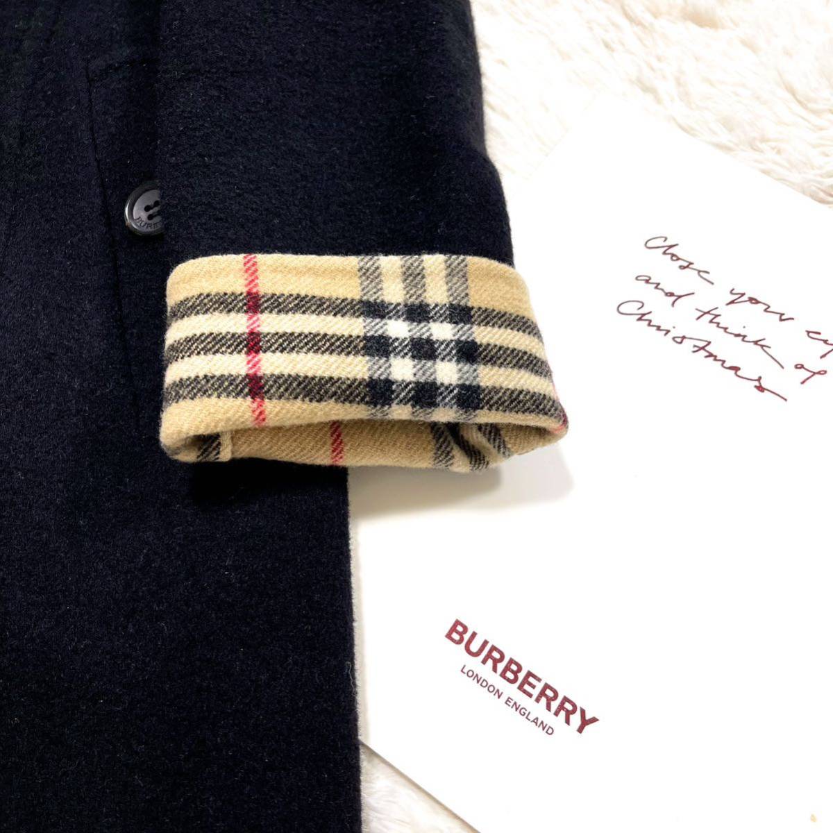 美品 バーバリー BURBERRY バーバリーロンドン ウールコート ダッフル ノバチェック カシミヤ混 ダブルフェイス 38_画像9