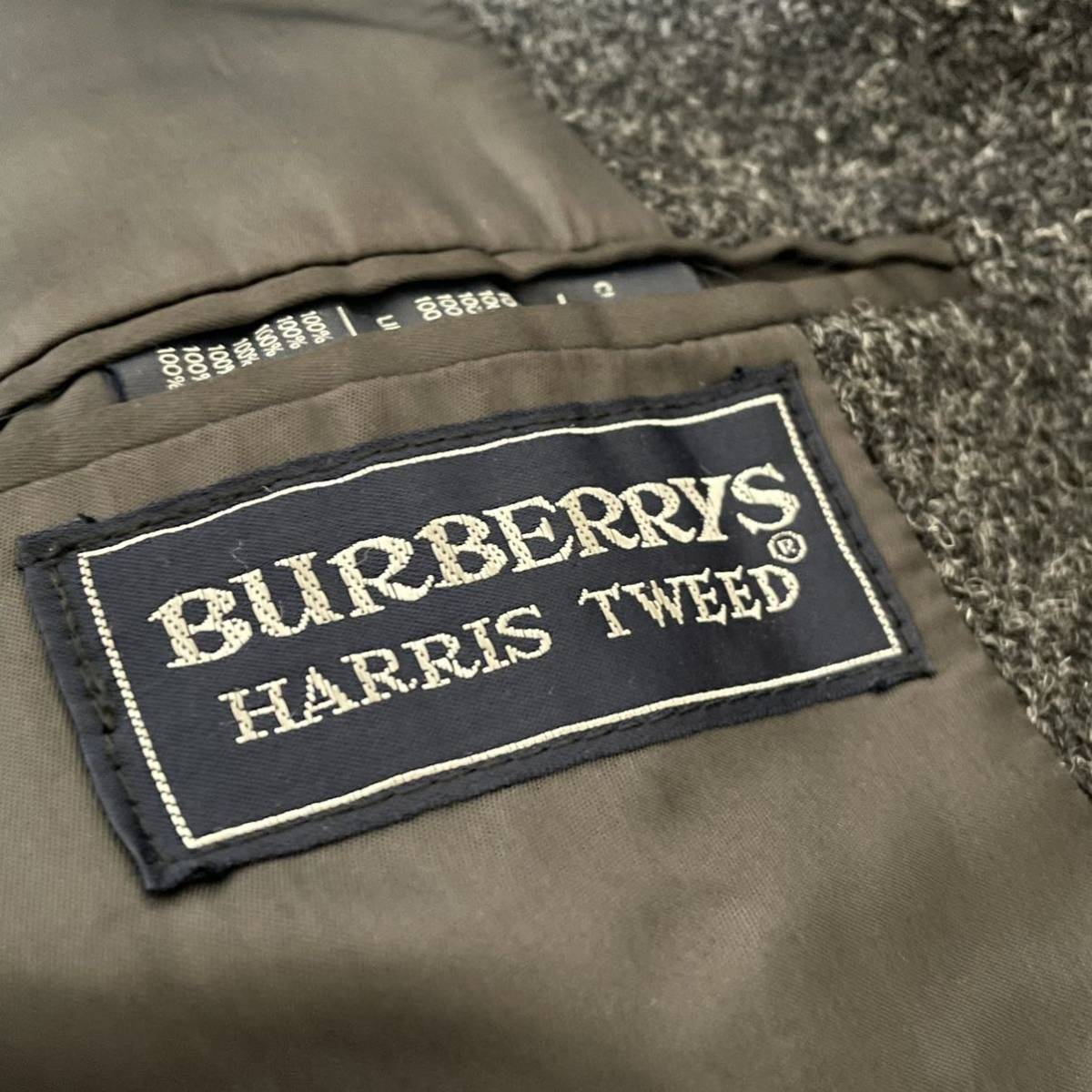 Vintage Burberry × Harris Tweed 一枚袖 ステンカラーコート ミントコンディション バーバリー ハリスツイード ウール サイズ50_画像2