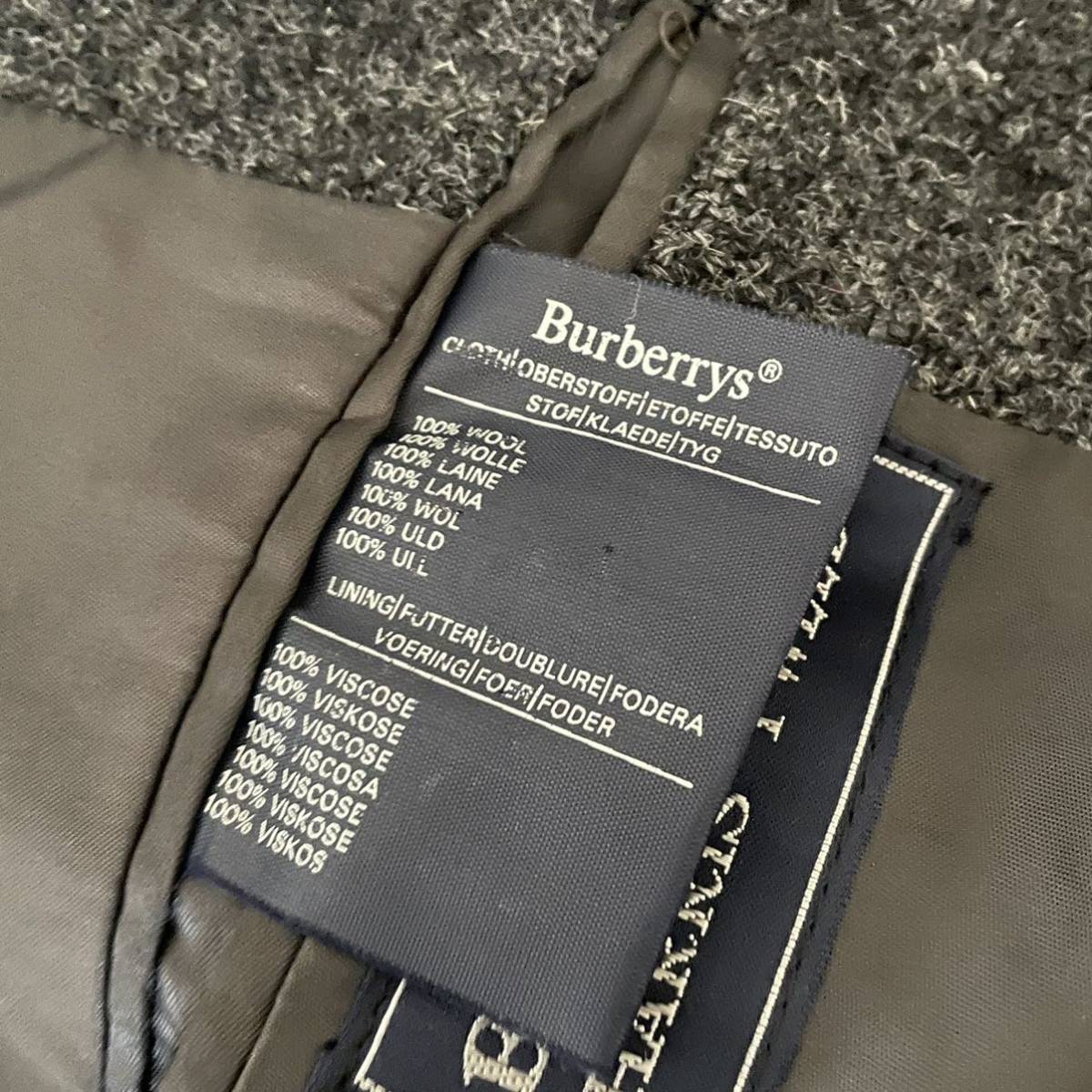 Vintage Burberry × Harris Tweed 一枚袖 ステンカラーコート ミントコンディション バーバリー ハリスツイード ウール サイズ50_画像9
