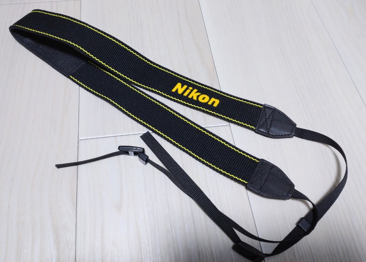 ニコン Nikon ストラップ 黒黄 一眼レフカメラ用ネックストラップ_画像1