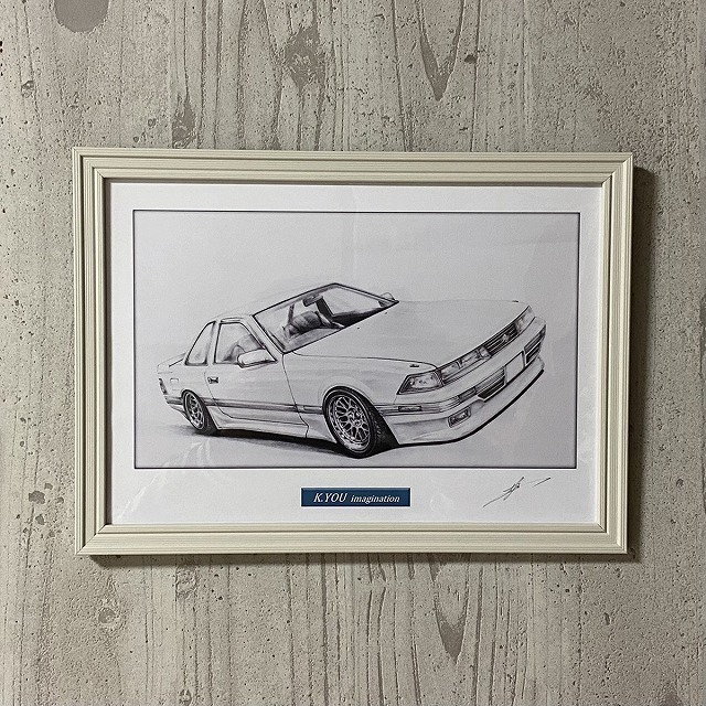  Toyota TOYOTA Soarer Z20 latter term [ pencil sketch ] famous car old car illustration A4 size amount attaching autographed 