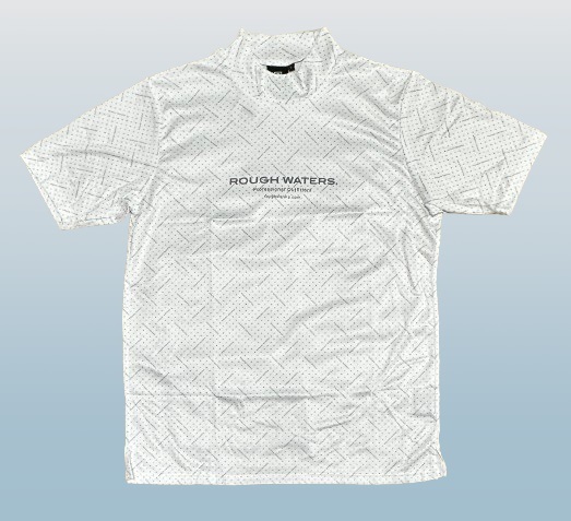 【新品・未使用】ゴルフウェア エリートグリップ 半袖 モックネックシャツ ホワイト×グレー Ｌ ラフウォーター