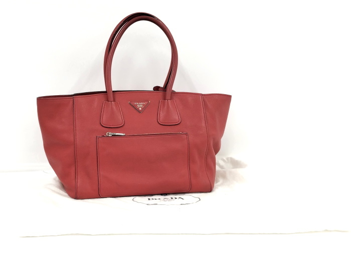 【中古】PRADA ヴィッテロ フェニックス ハンドバッグ レザー レッド_画像10