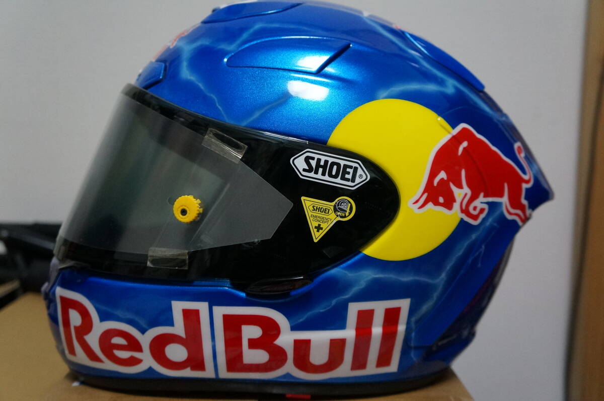 SHOEI X-TWELVE Redbull ペイント 塗装品 センターパッド新品 稲妻 美品 当時の最高峰モデル X-12 レッドブル メタリックブルー レプリカ_画像7