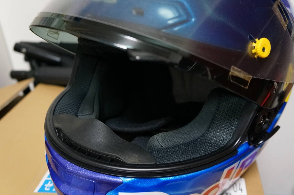 SHOEI X-TWELVE Redbull ペイント 塗装品 センターパッド新品 稲妻 美品 当時の最高峰モデル X-12 レッドブル メタリックブルー レプリカ_画像8