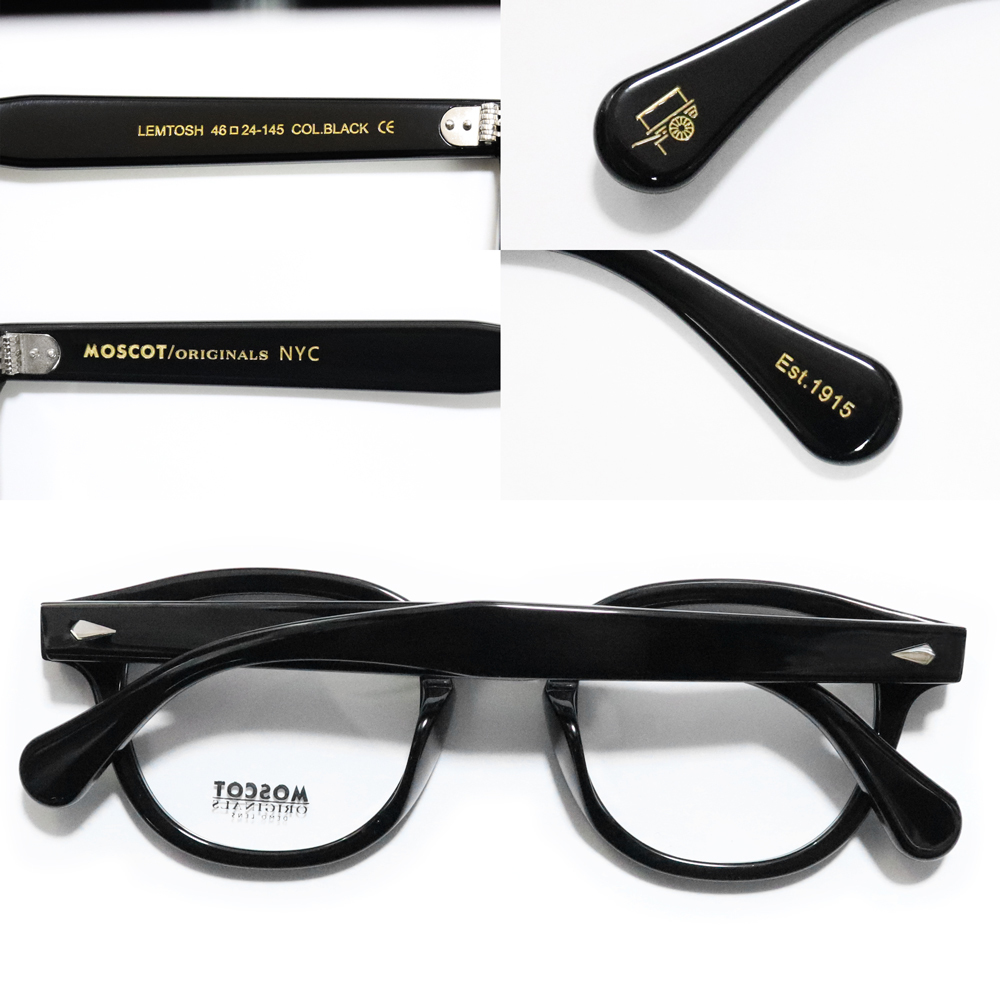 新品未使用☆ MOSCOT モスコット LEMTOSH レムトッシュ ウェリントン眼鏡 メガネ Black ブラック 46-24_画像5