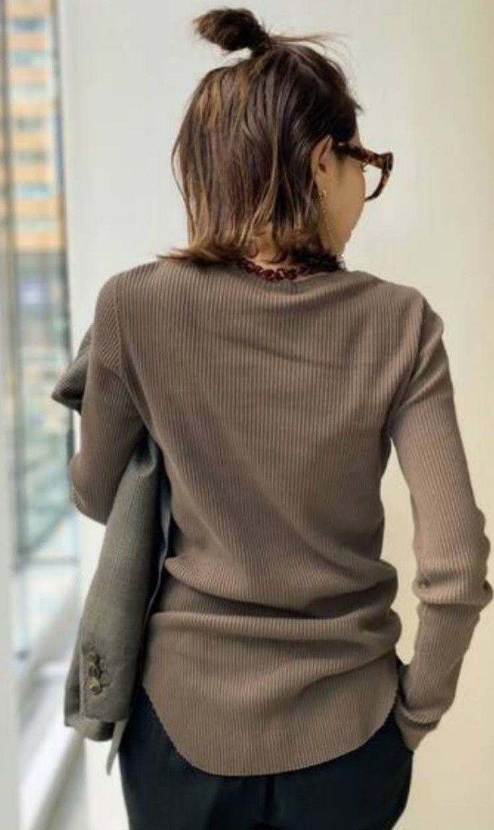 RIB L/S TOP ブラウン ポーチ巾着付き グッドグリーフ RIB L/S TOP ブラウン ポーチ巾着付き グッドグリーフ
