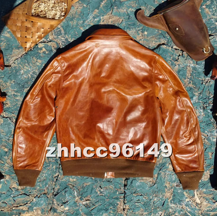 ■稀少品■メンズ 革ジャン TYPE A-2 最上級 馬革 フライトジャケット レザージャケット ライダース 本革 オイルレザー S~5XLの画像3