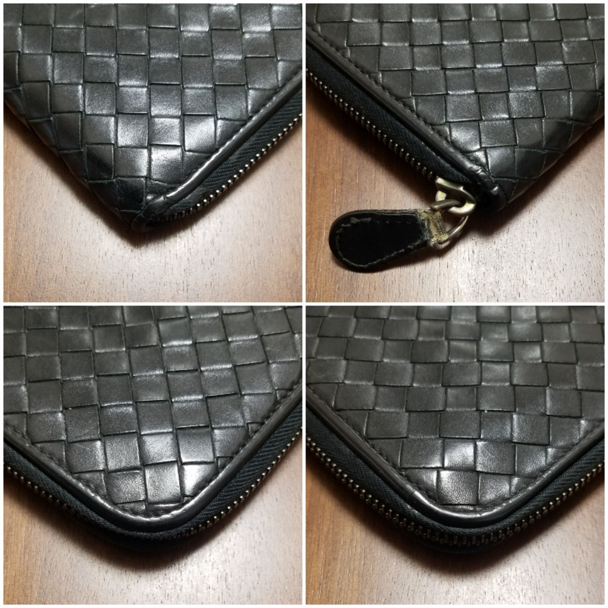 【１円スタート】BOTTEGA VENETA ボッテガヴェネタ 長財布　小銭入れ　イントレチャート　ラウンドファスナー　 ブラック系_画像3