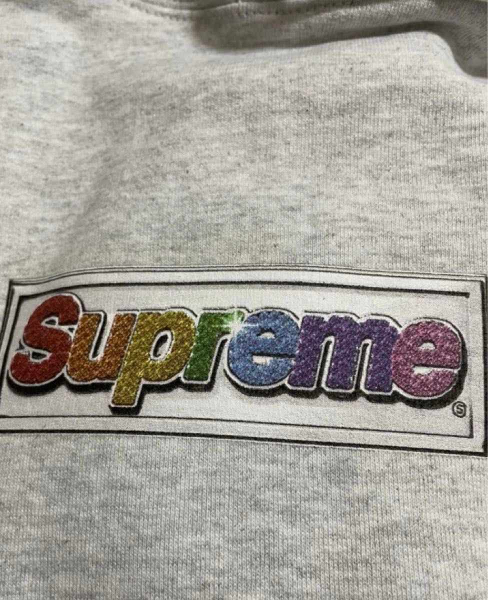 22SS Supreme Bling Box Logo Hooded Sweatshirt Ash Grey M size