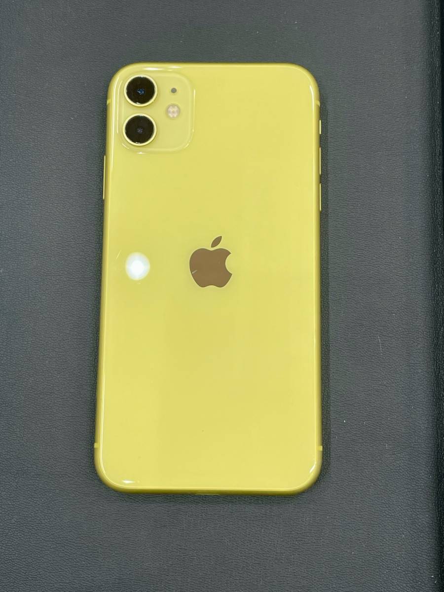 FS1846 iPhone11 128GB simロックあり MWM42J/A バッテリー78% イエロー 判定〇 Apple スマートフォン 箱有 現状品_画像4