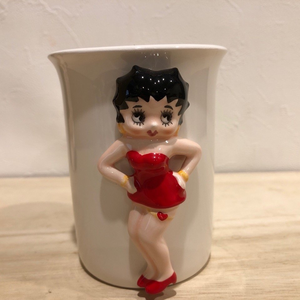 ペン立て　小物入れ　 ベティちゃん Betty Boop ベティブープ 陶器 フィギュア KFS ベティ アメリカ 雑貨 置物 レトロ 管理001_画像1