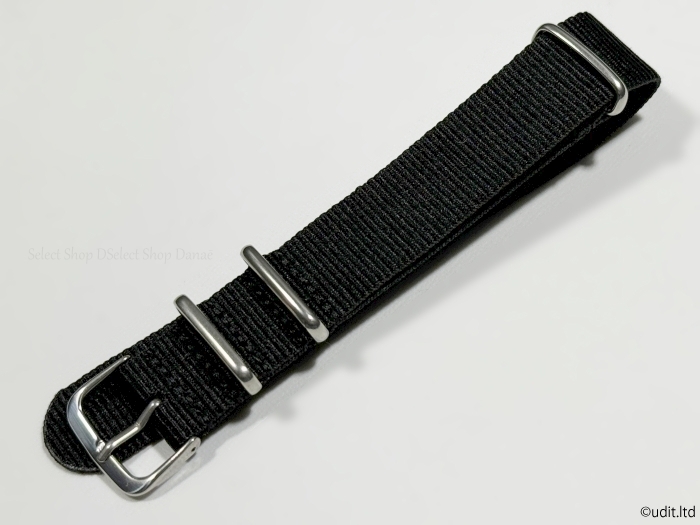 ラグ幅:18mm NATOストラップ ブラック ナイロンベルト ミリタリー ファブリック 時計用バンド 腕時計用ベルトの画像1