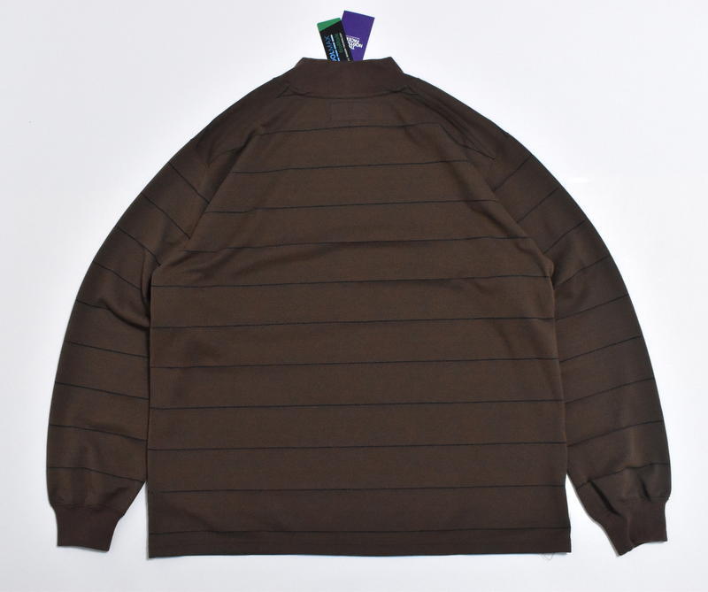 【送料無料】新品 ノースフェイス パープルレーベル フィールド ストライプド モックネック L NT6353N Mocha Field Striped Mockneck_画像2