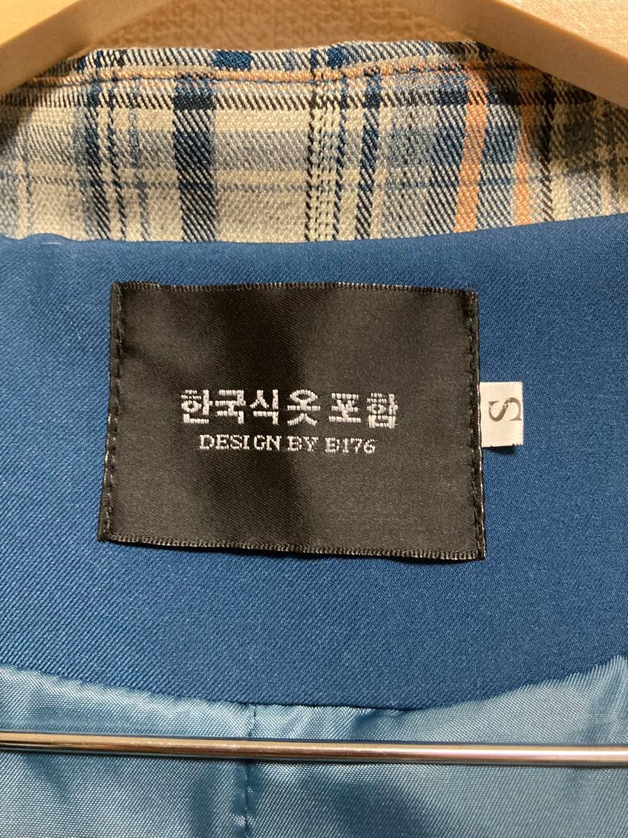 レディース　トレンチコート　ロング　チェック柄　ブルー　Sサイズ　韓国製　デザイン　スプリングコート　ベルト付き