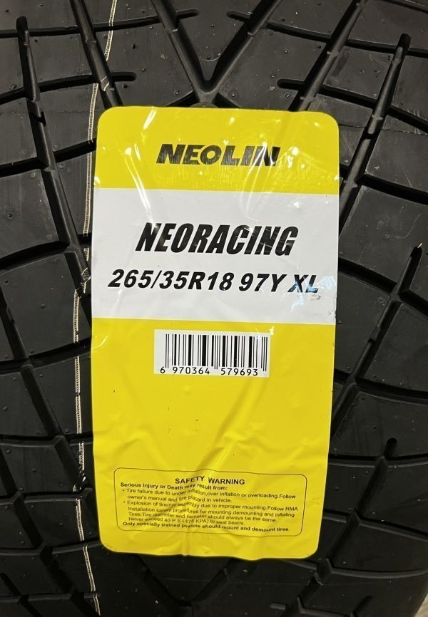 訳あり 半端品整理 NEOLIN ネオリン ネオレーシング 2023年製造 265/35R18 97Y XL トレッドウェア 80 4本価格 ドリフト・タイムアタック_画像2