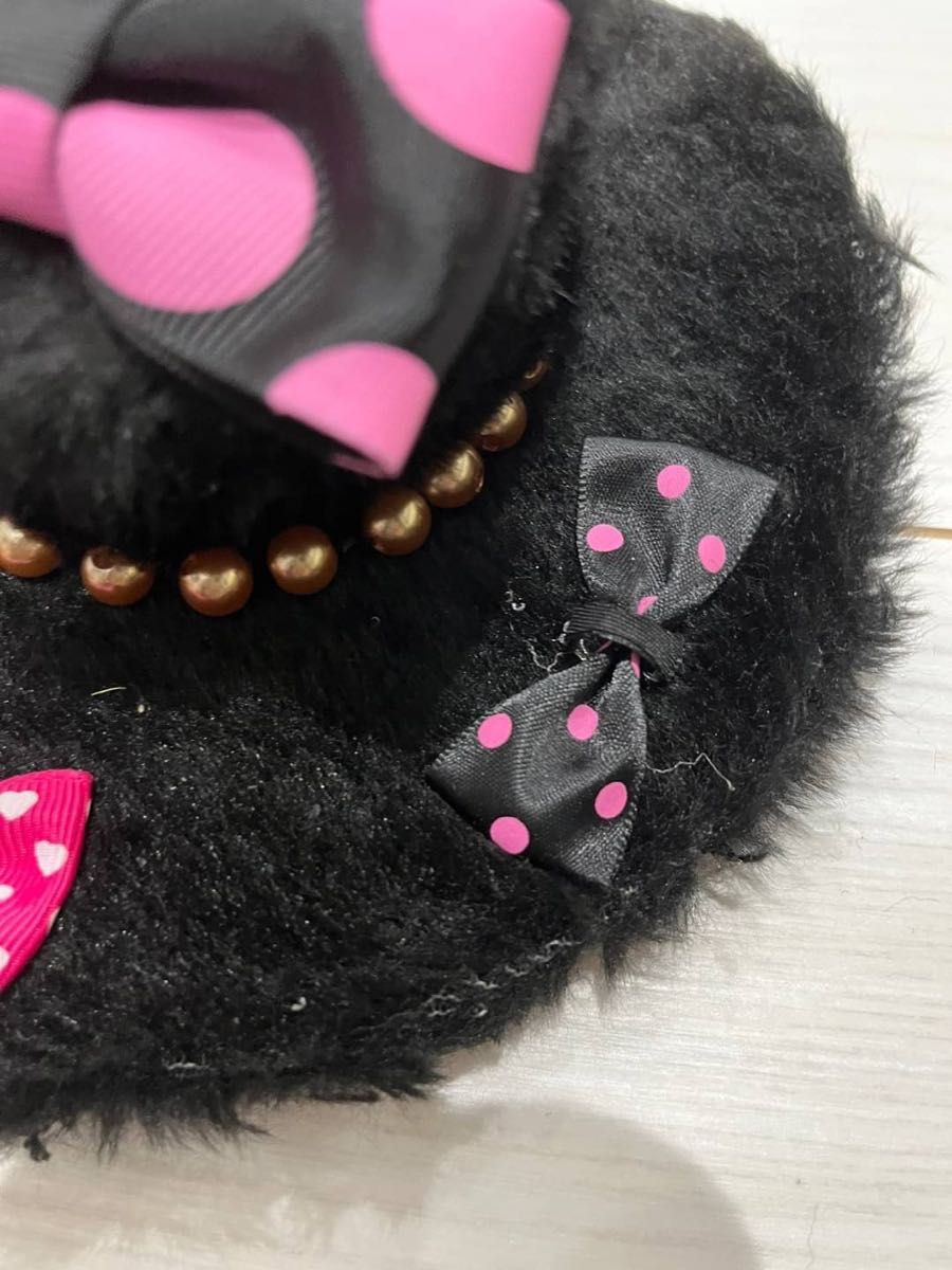 ミニハット コスプレ 帽子 リボン 黒ピンク ヘアアクセ ヘッドドレス 髪飾り ペット用品 発表会 ゴスロリ ミニ帽子　