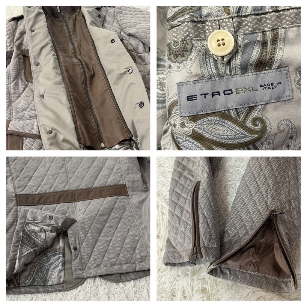  unused class /3L size * Etro ETRO top class peiz Lee pattern with cotton quilting jacket blouson leather switch sheep leather silk Italy made feeling of luxury 