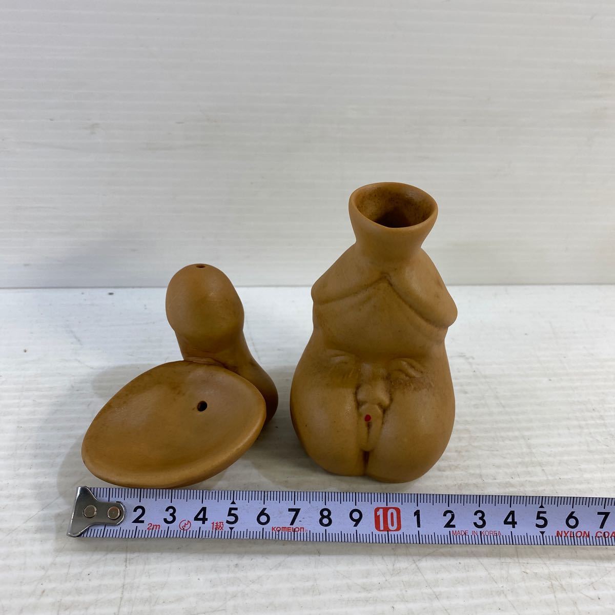 酒器 2点セット 徳利 小皿 陶器 レトロ 中古_画像2