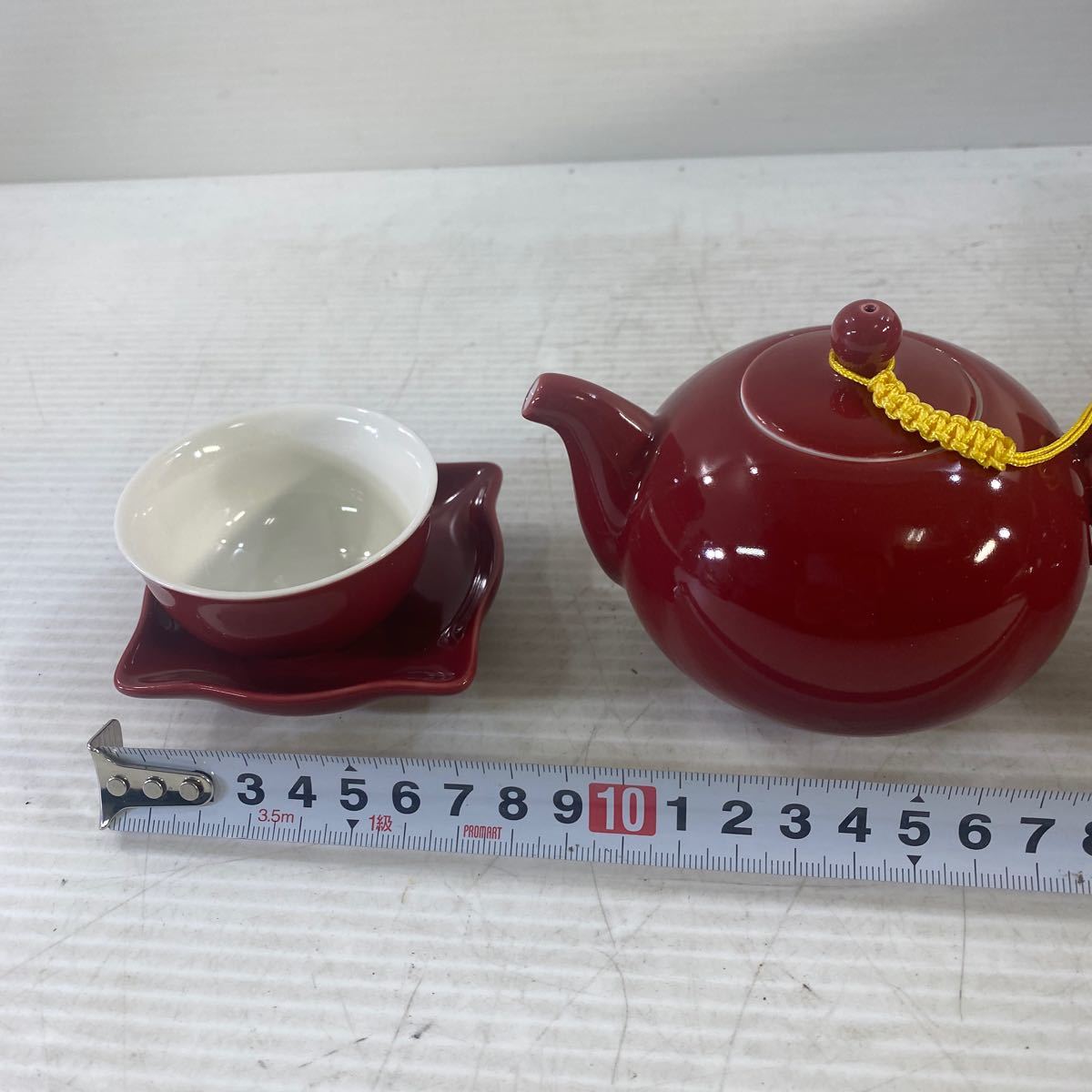 久福 中国茶器セット ティーポット カップ ソーサー 食器 中国茶道具 茶器揃 急須 未使用長期保管品の画像3