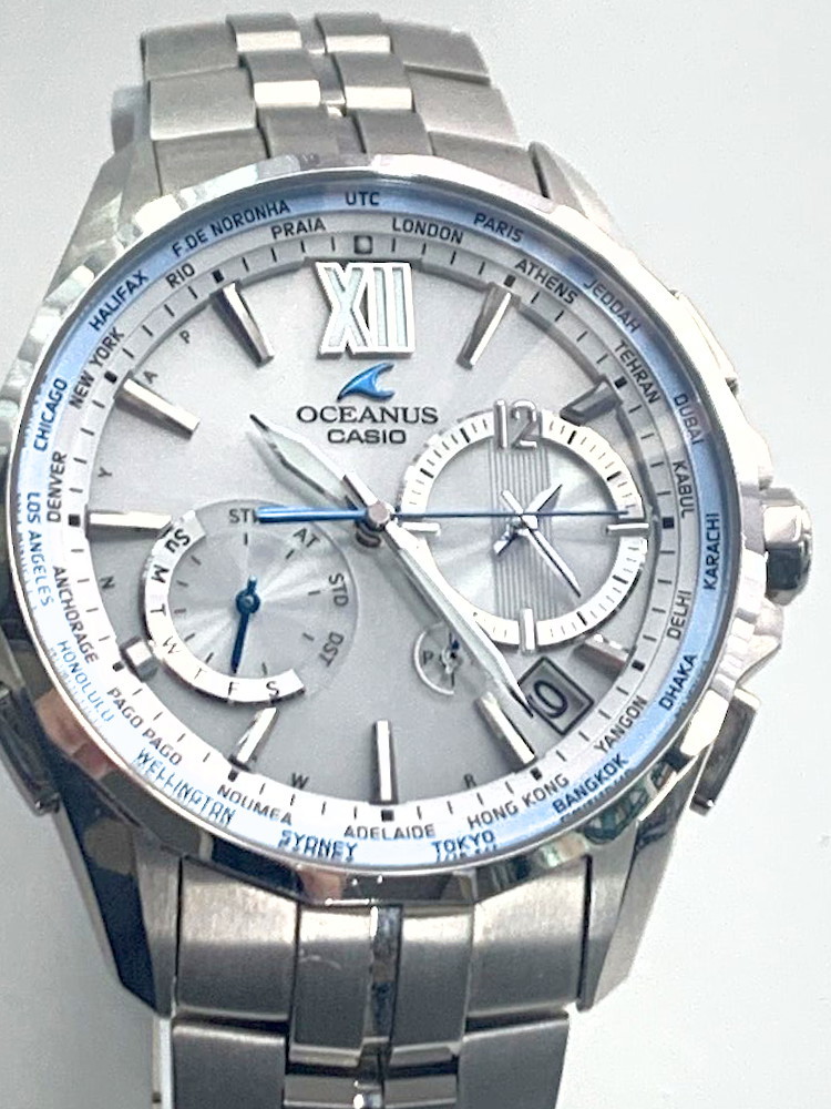 【世界限定800本】CASIO オシアナス OCEANUS Manta マンタ OCW-S3400H-7AJF レア プラチナIP 腕周り17.5cm 余りコマ3_画像1