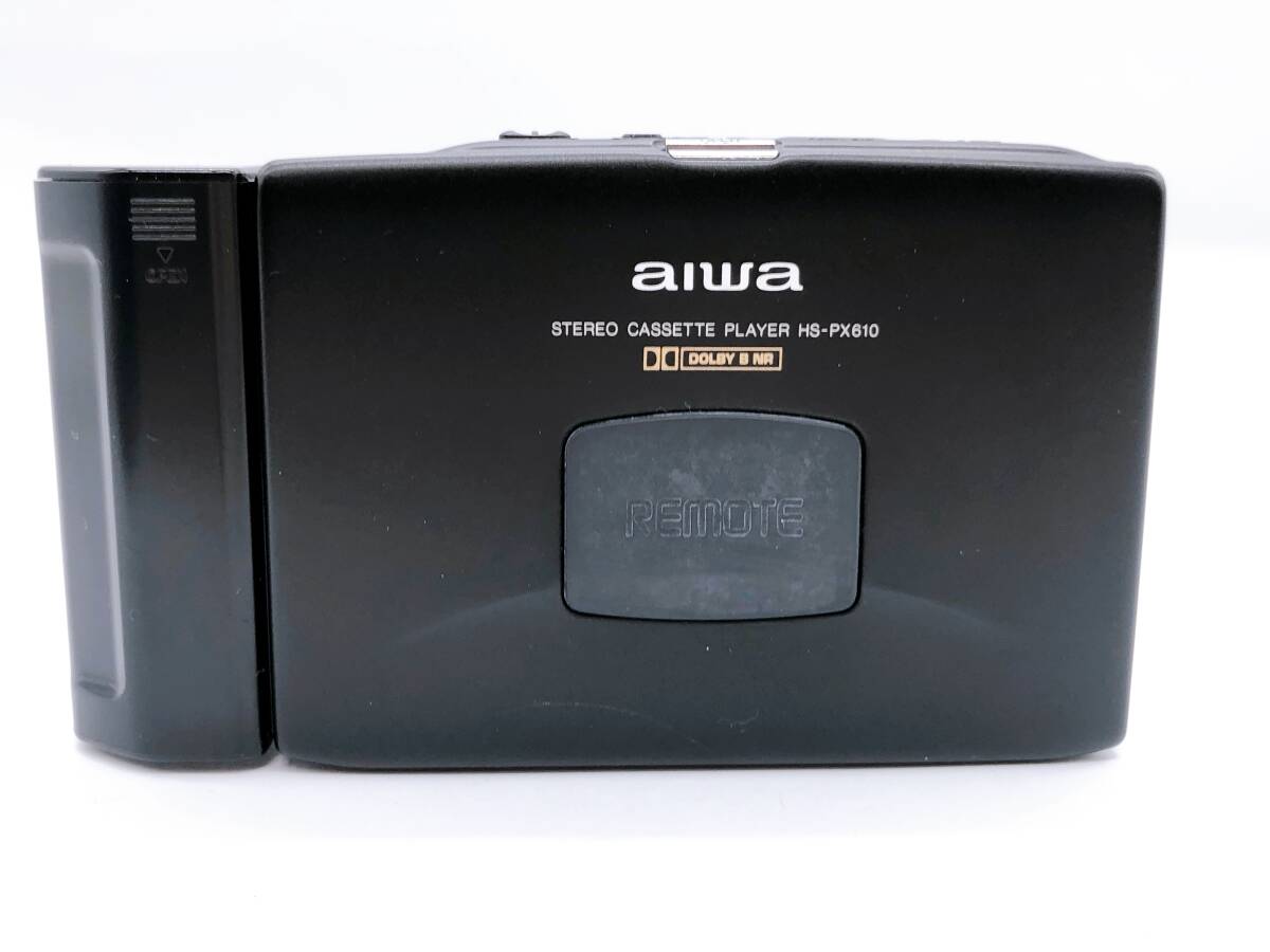 【17590】AIWA アイワ カセットプレーヤー HS-PX610 ブラック サイズ 140×80×20 充電池 ソフトケース イヤホン 付 約180ｇ 動作確認済み _画像2