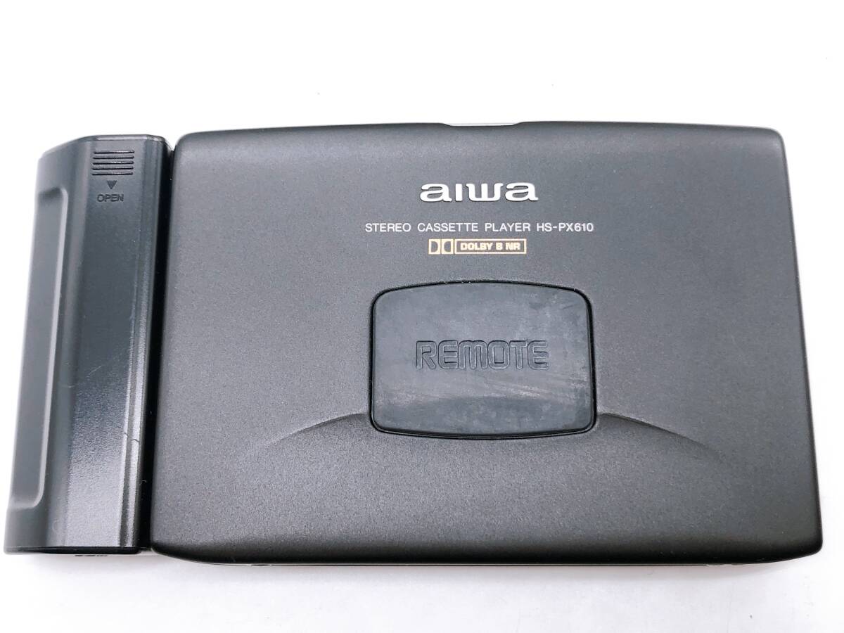 【17590】AIWA アイワ カセットプレーヤー HS-PX610 ブラック サイズ 140×80×20 充電池 ソフトケース イヤホン 付 約180ｇ 動作確認済み _画像7