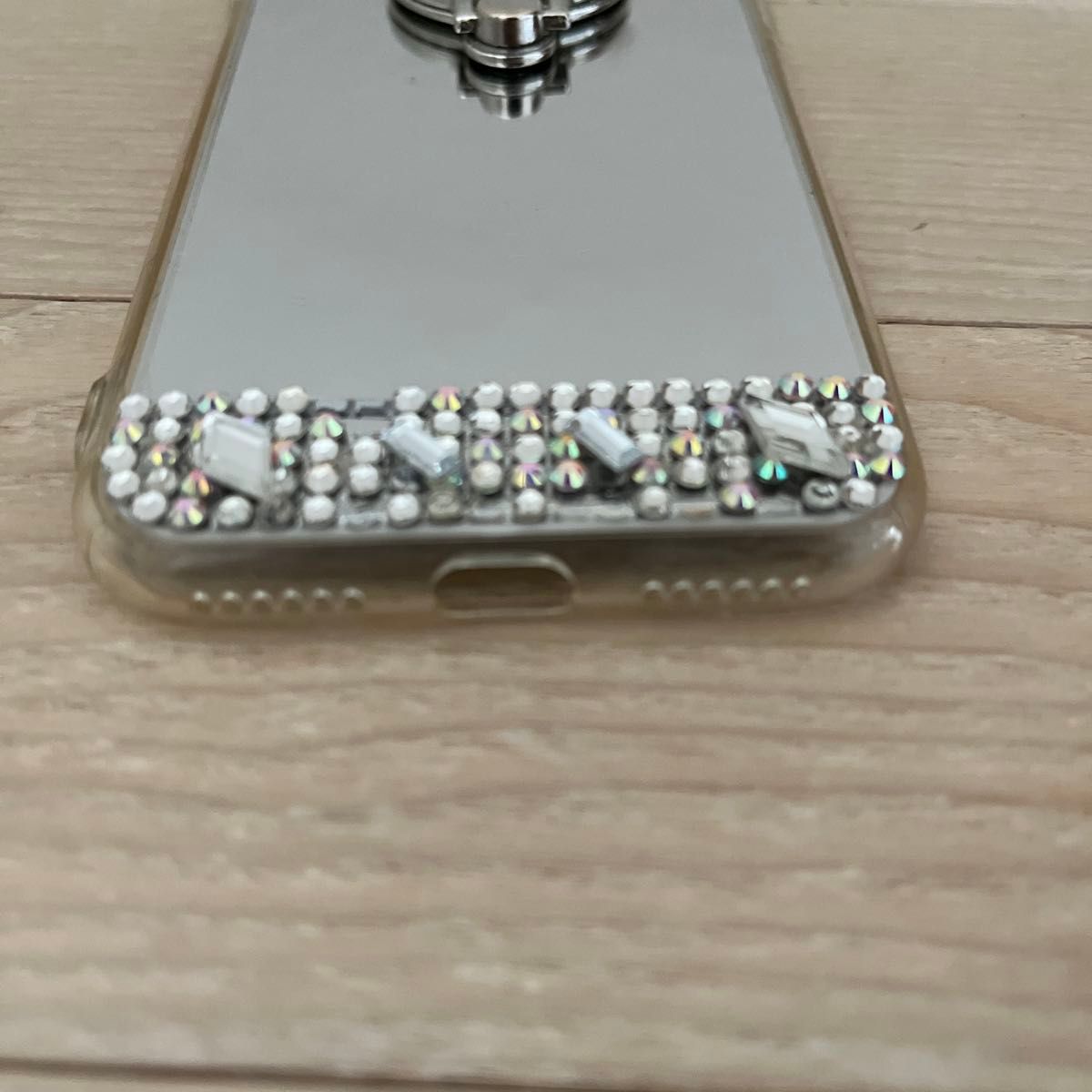 【美品】iphone8スマホケース　ミラー　ラインストーン　リング付き