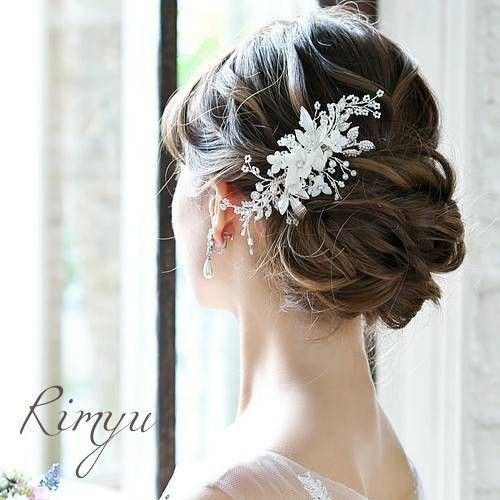 【大幅値下げ】白いお花とパールビジュー ヘッドドレス ウェディング アクセサリー 結婚式 ヘッドドレス ヘアアクセサリー 髪飾り2