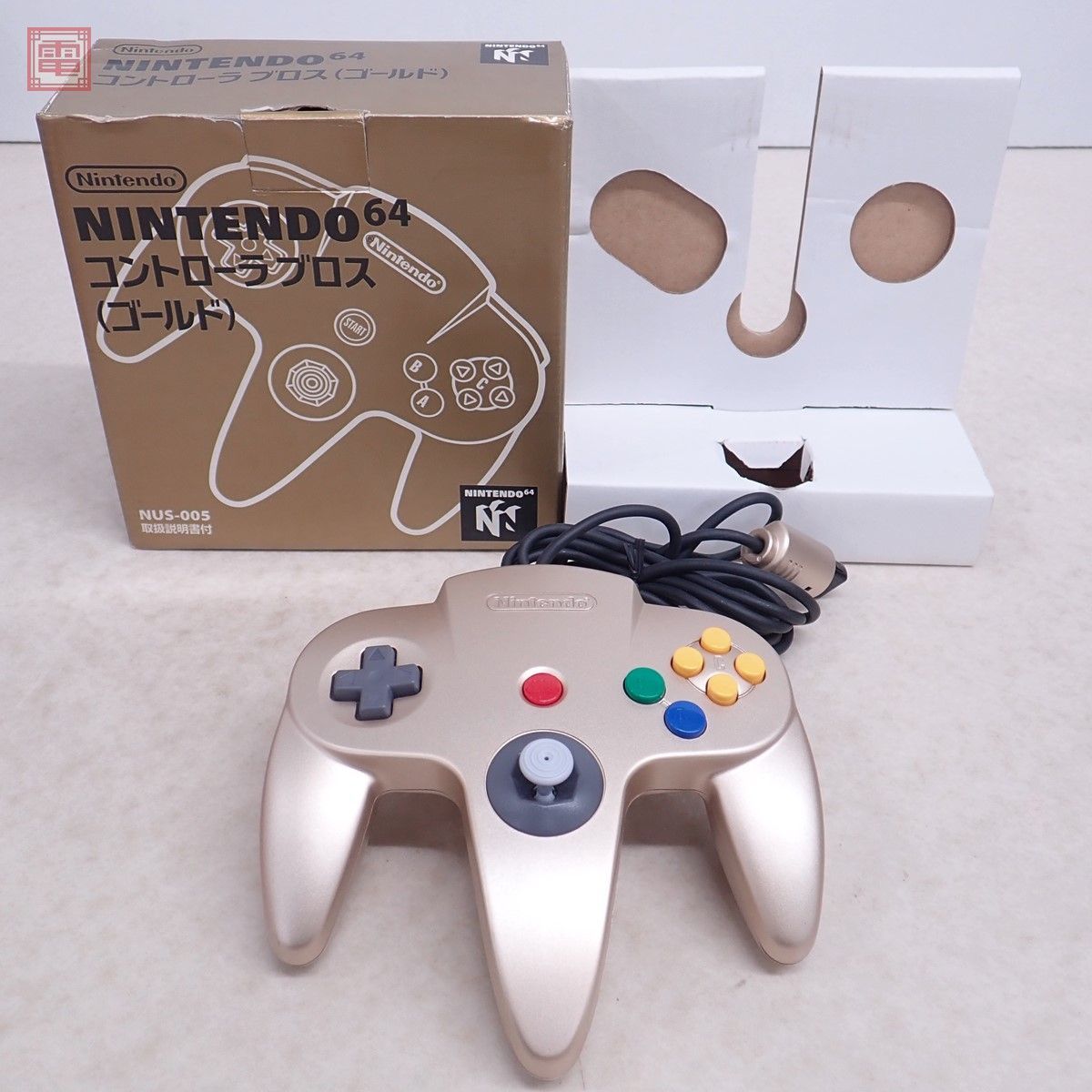 動作品 N64 ニンテンドウ64 コントローラ ブロス NUS-005 ゴールド 箱付 任天堂 Nintendo【10_画像1